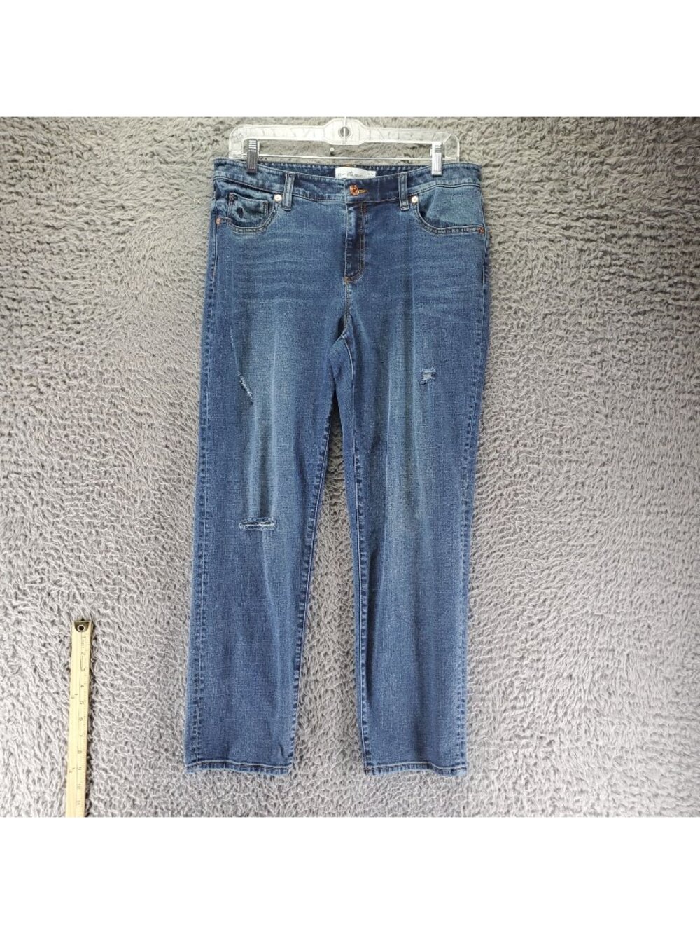 L.L. Bean Jeans Womens 10 Petite Blue Signature Straight Stretch Organic *Read*